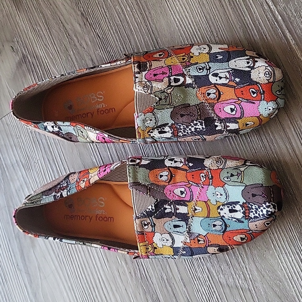 BOBS Skechers Dogs Black Pink Canvas Slip On Sneakers Size 8